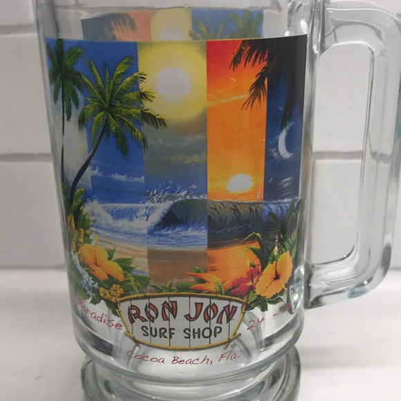 🌻4/$20 Ron Jon Surf Shop Collectible Glass Stein With Logo & Cocoa Beach Florida - Picture 4 of 8